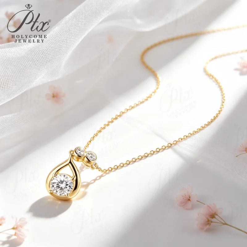 0.5-1ct Round Moissanite Necklace — view 2