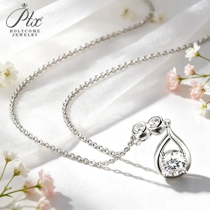0.5-1ct Round Moissanite Necklace — view 3
