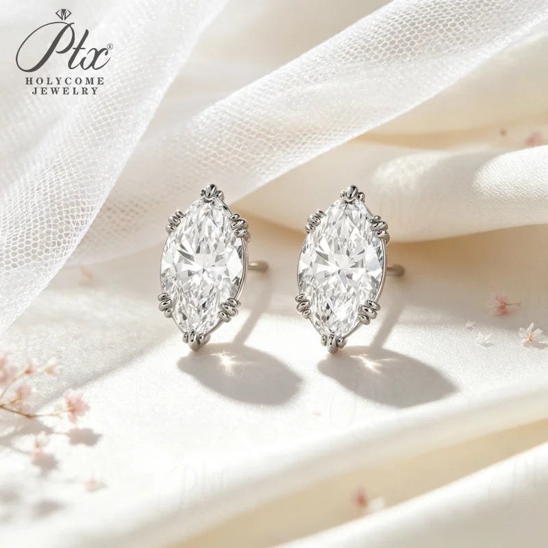 1-2ct Marquise Moissanite Earrings in 925 Silver