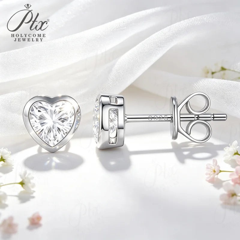 1-4ct Heart Moissanite Earrings — view 4