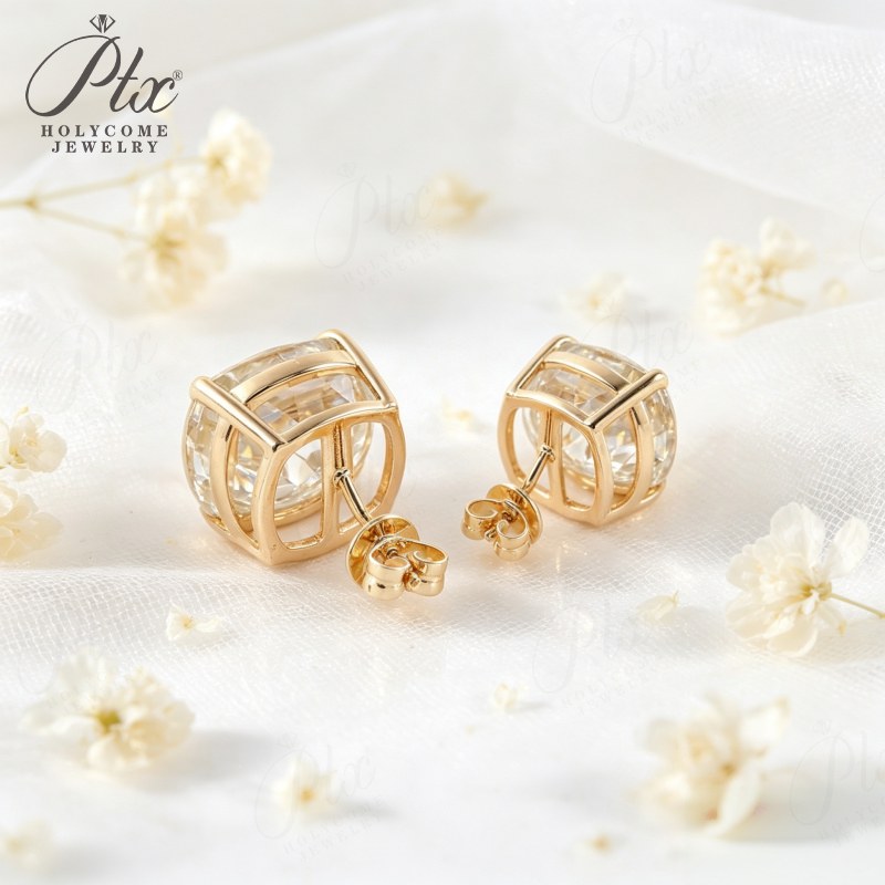 1ct Cushion Lab-Grown Diamond Earrings — view 4