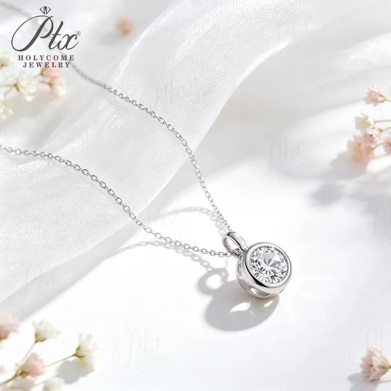 1ct Round Moissanite Necklace in 925 Silver — view 4