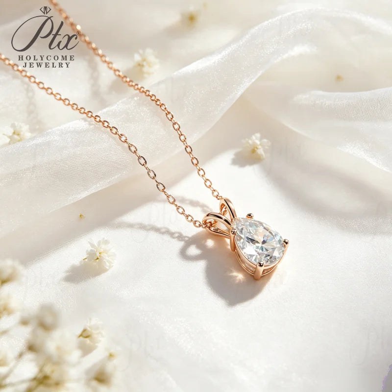 2-5ct Pear Moissanite Necklace