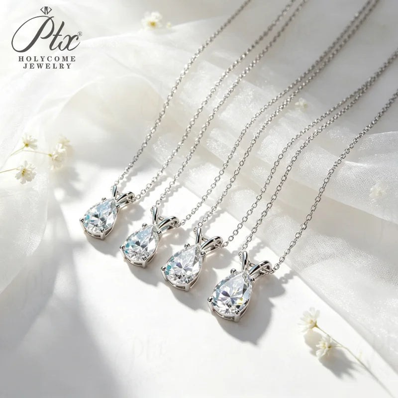 2-5ct Pear Moissanite Necklace — view 2