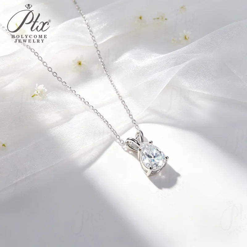 2-5ct Pear Moissanite Necklace — view 4