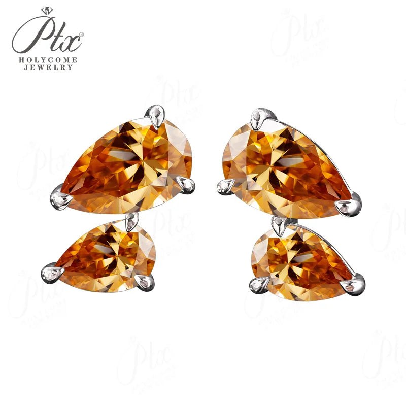 3ct Pear Moissanite Earrings in 925 Silver