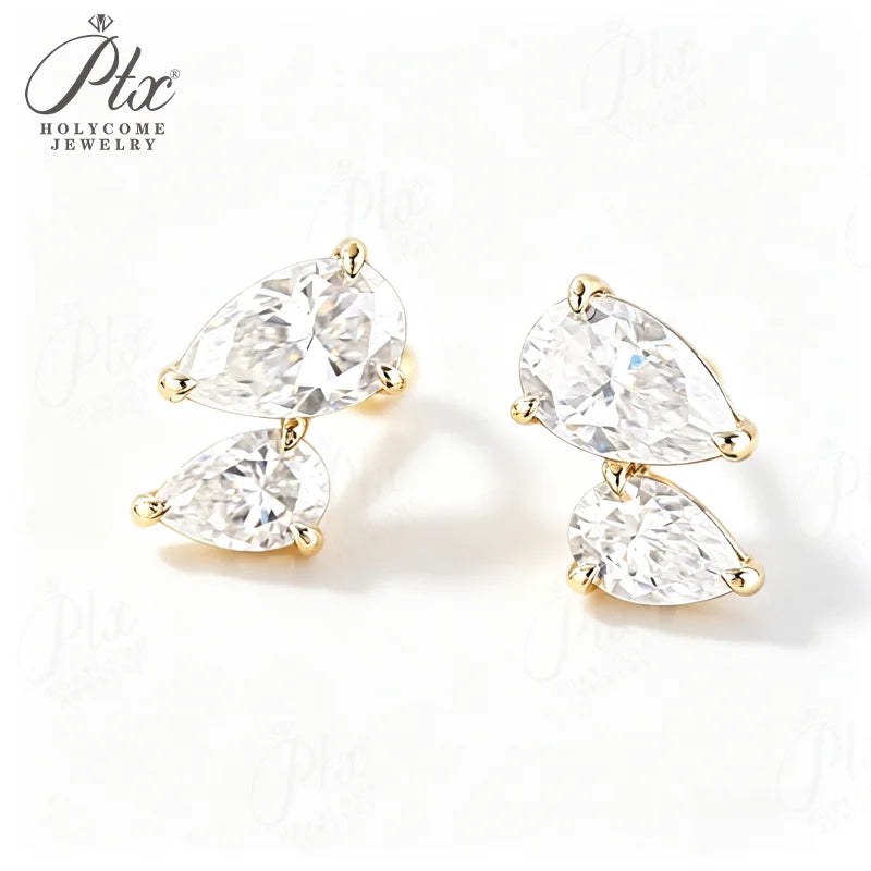 3ct Pear Moissanite Earrings in 925 Silver — view 2