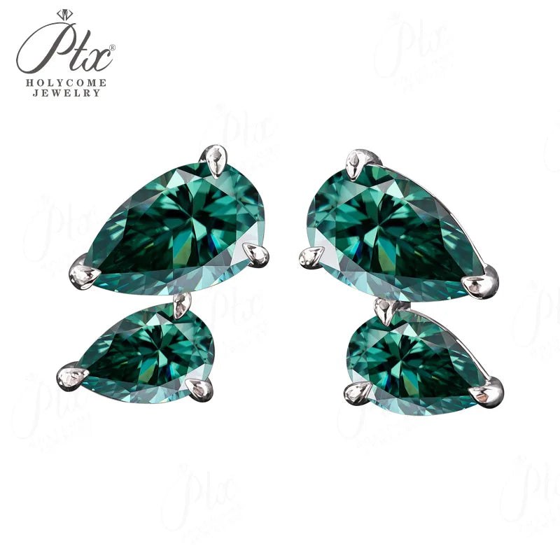 3ct Pear Moissanite Earrings — view 3