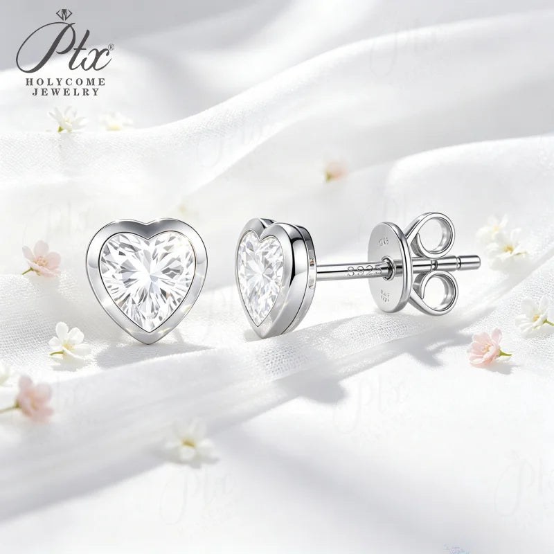 5ct Heart Moissanite Earrings — view 3