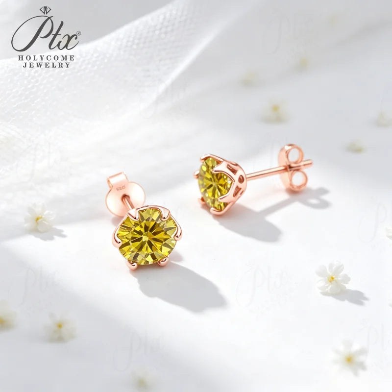 Round Moissanite Earrings - Design 4 — view 2