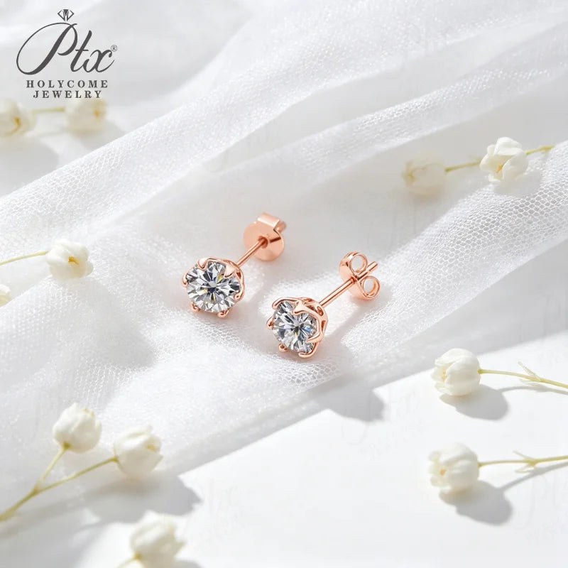 Round Moissanite Earrings - Design 4 — view 3