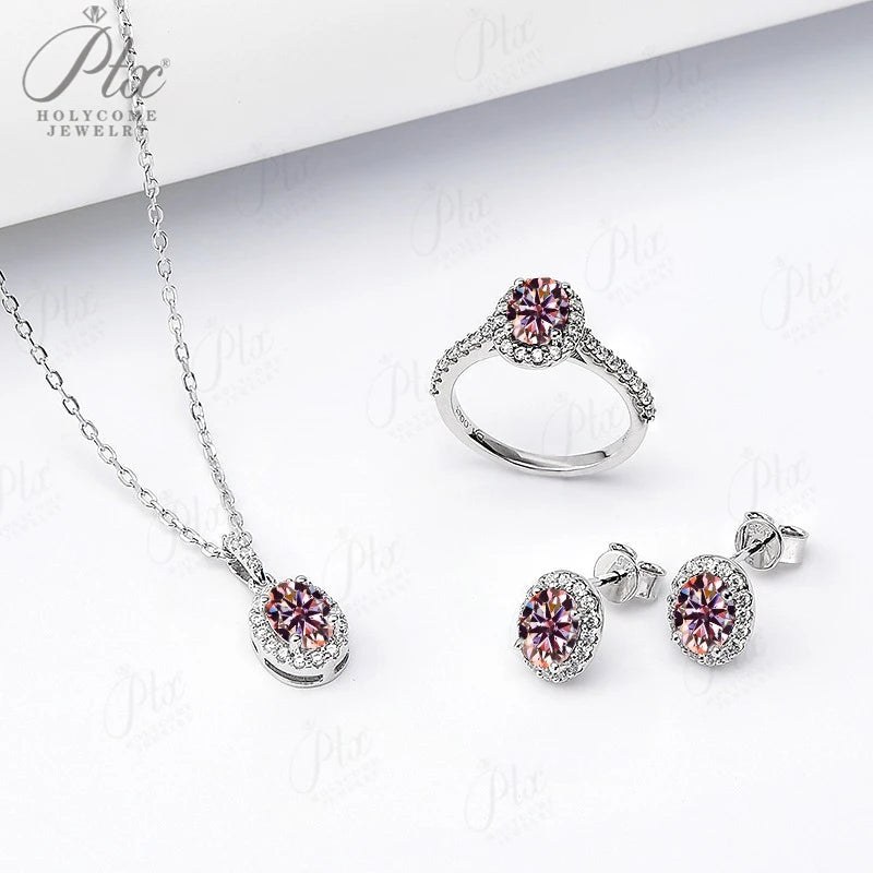 Round Moissanite Earrings in 925 Silver — view 3