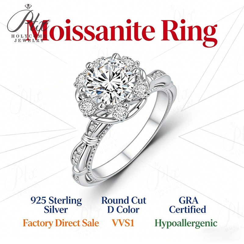 Round Moissanite Ring - Design 8