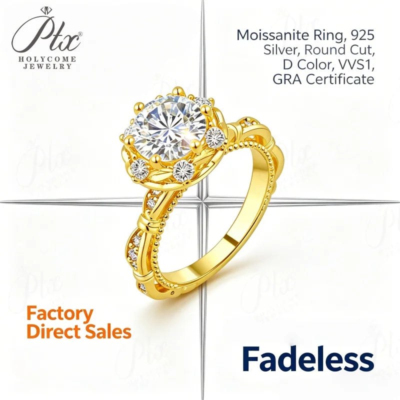 Round Moissanite Ring - Design 8 — view 2