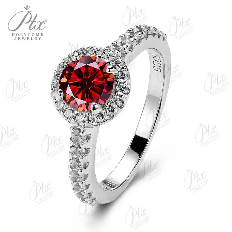 Round Moissanite Ring in 925 Silver