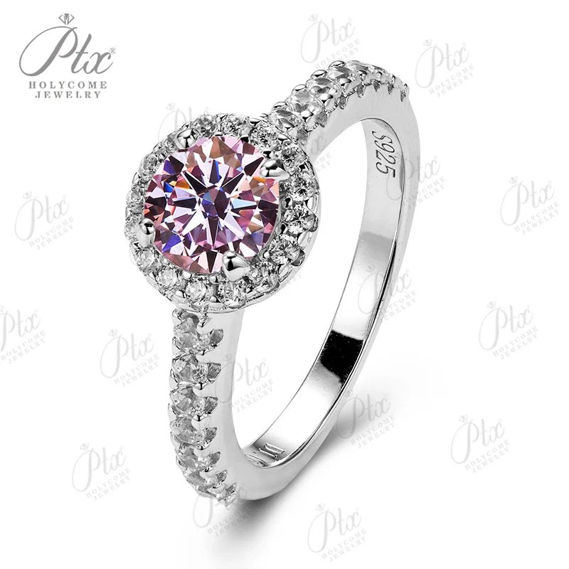 Round Moissanite Ring in 925 Silver — view 3