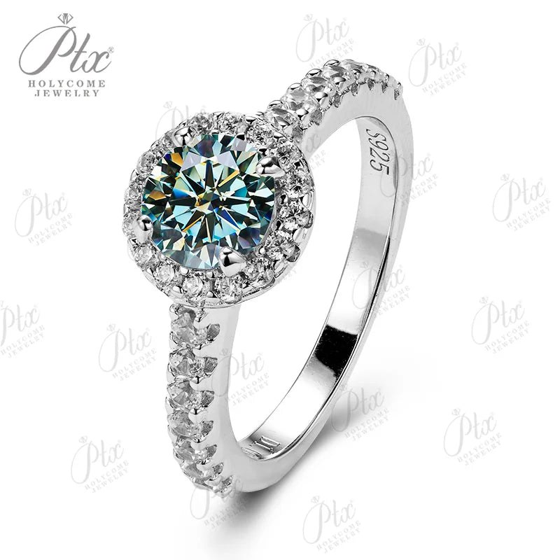 Round Moissanite Ring in 925 Silver — view 4